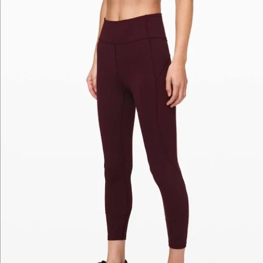 Lululemon In Movement Burgundy Leggings Size 6